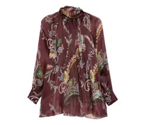Seidenbluse mit Paisley-Print - Rot