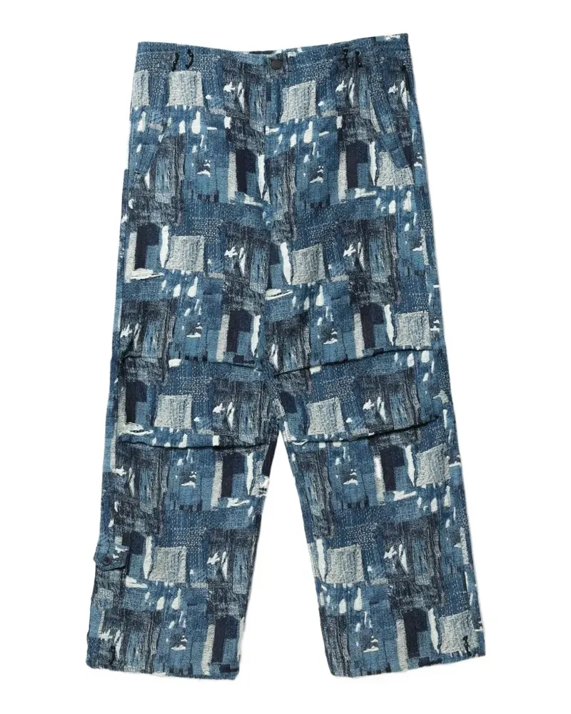 maharishi Mahaboro Straight-Leg-Hose im Patchwork-Look - Blau Blau