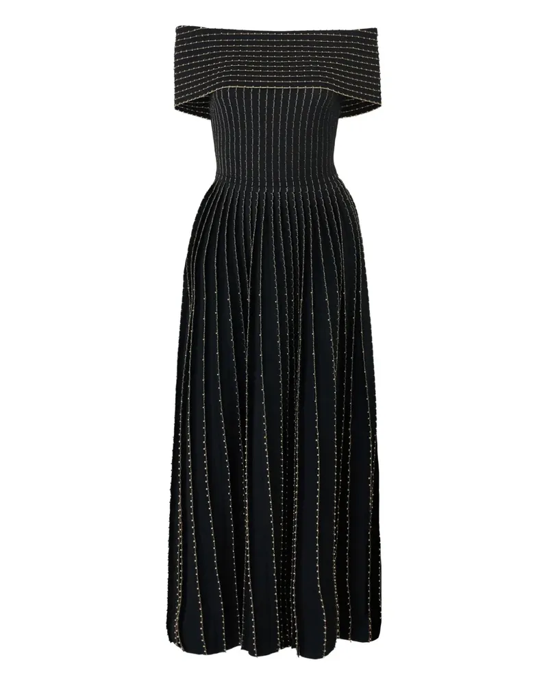 Carolina Herrera New York Schulterfreies Midikleid mit Perlenstickerei - Schwarz Schwarz