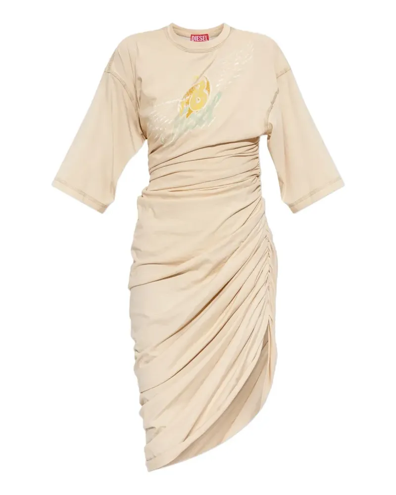 Diesel Gerafftes D-Virta Kleid mit Logo - Nude Nude