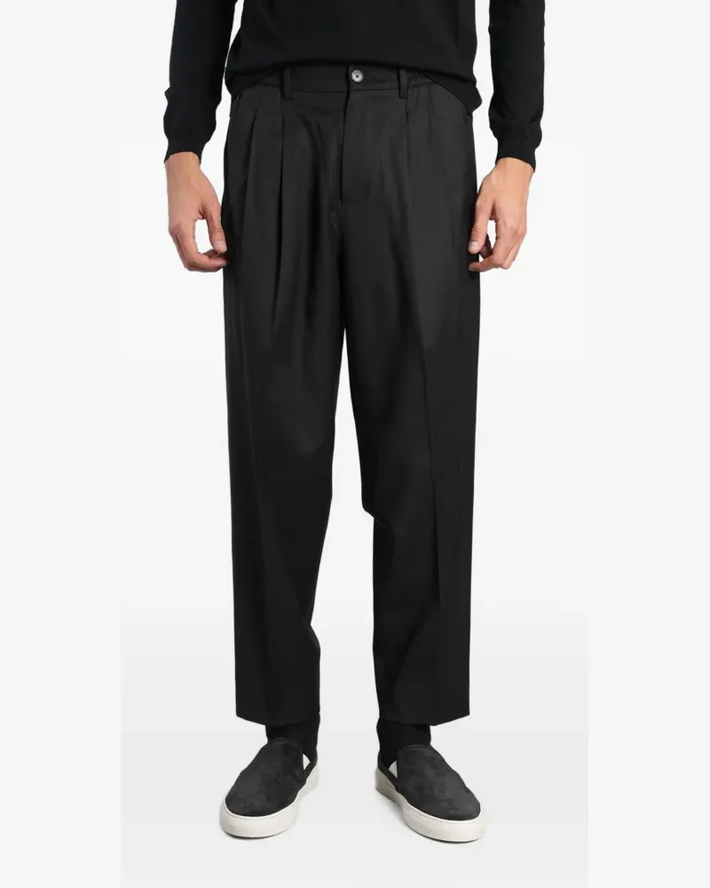 Low Brand Zen pleated elasticated-waist trousers - Schwarz Schwarz