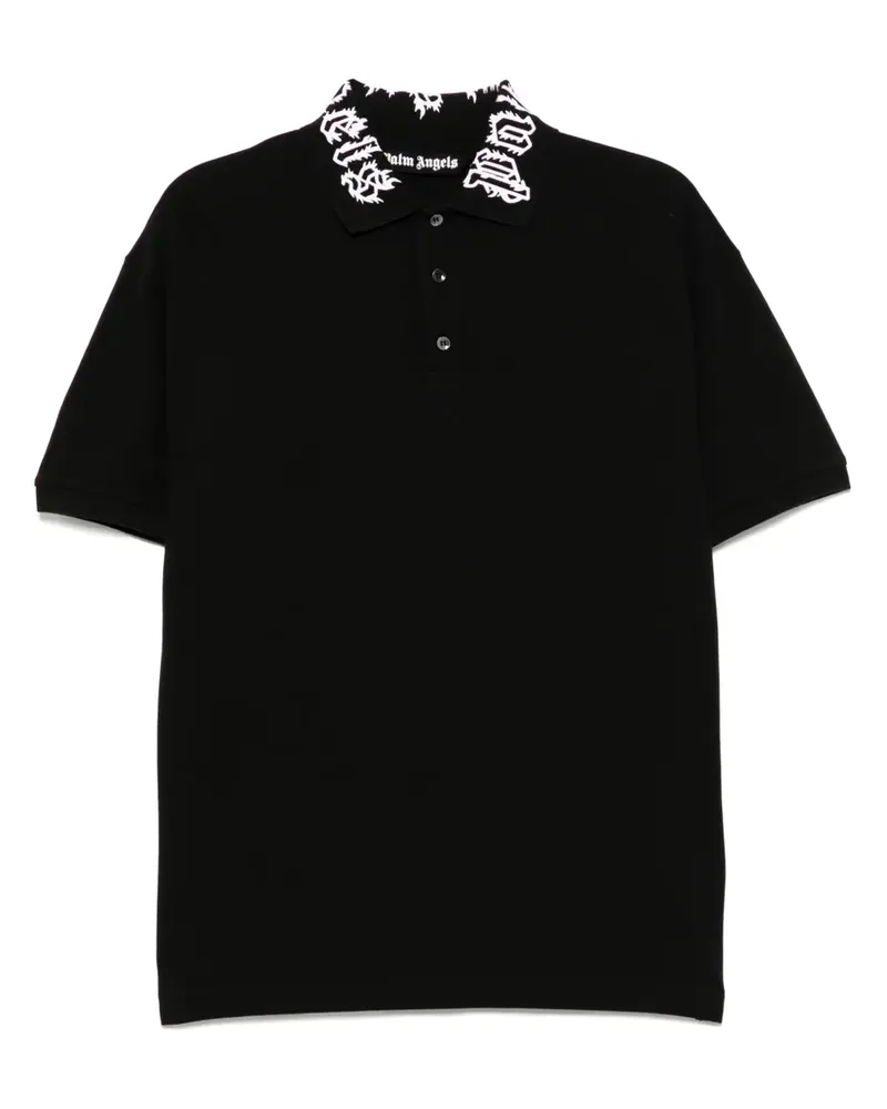 Palm Angels Poloshirt mit Logo-Print - Schwarz Schwarz