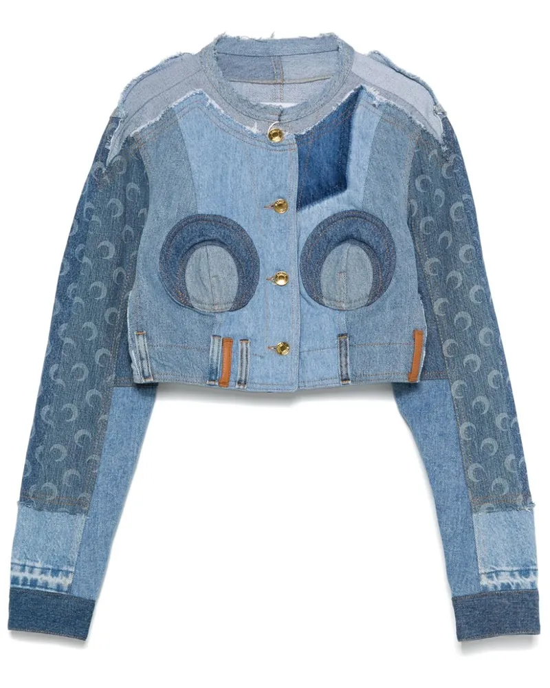 Marine Serre Cropped-Jeansjacke - Blau Blau