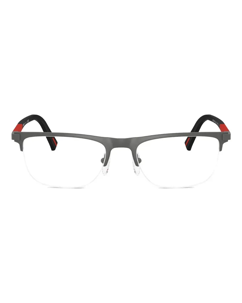 Prada Eckige Halbrandbrille - Grau Grau