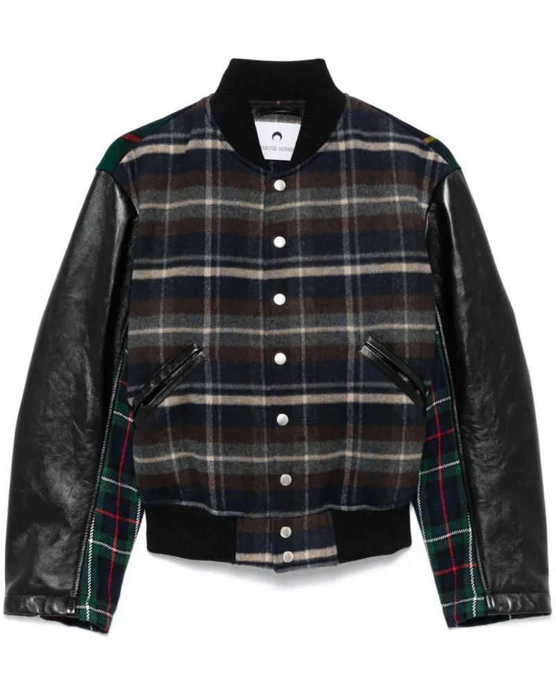 Marine Serre Regenerated Bomberjacke mit Schottenkaro - Blau Blau