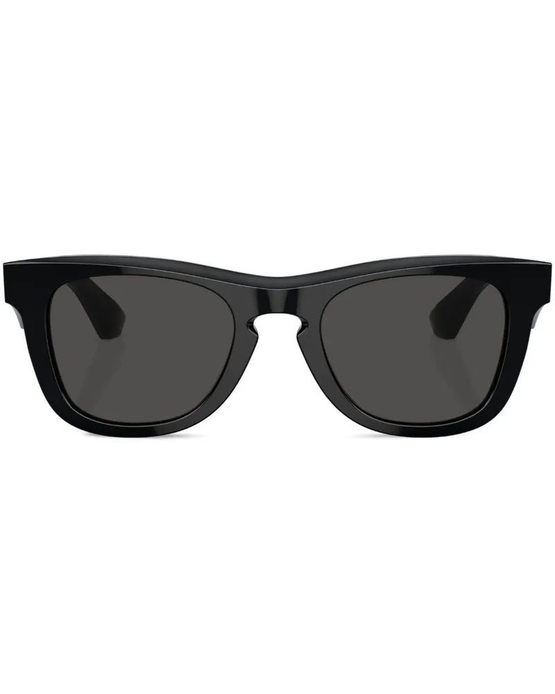 Burberry Eckige Sonnenbrille mit Logo-Schild Schwarz
