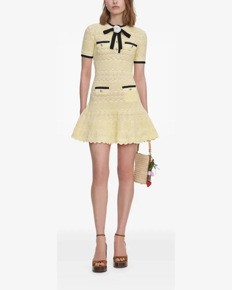 Self-Portrait knitted midi ress - Gelb Gelb