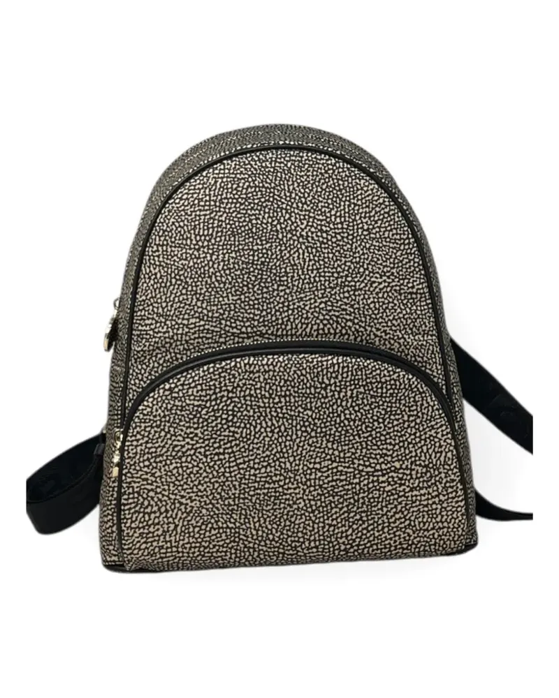Borbonese Rucksack mit abstraktem Muster - Silber Silber