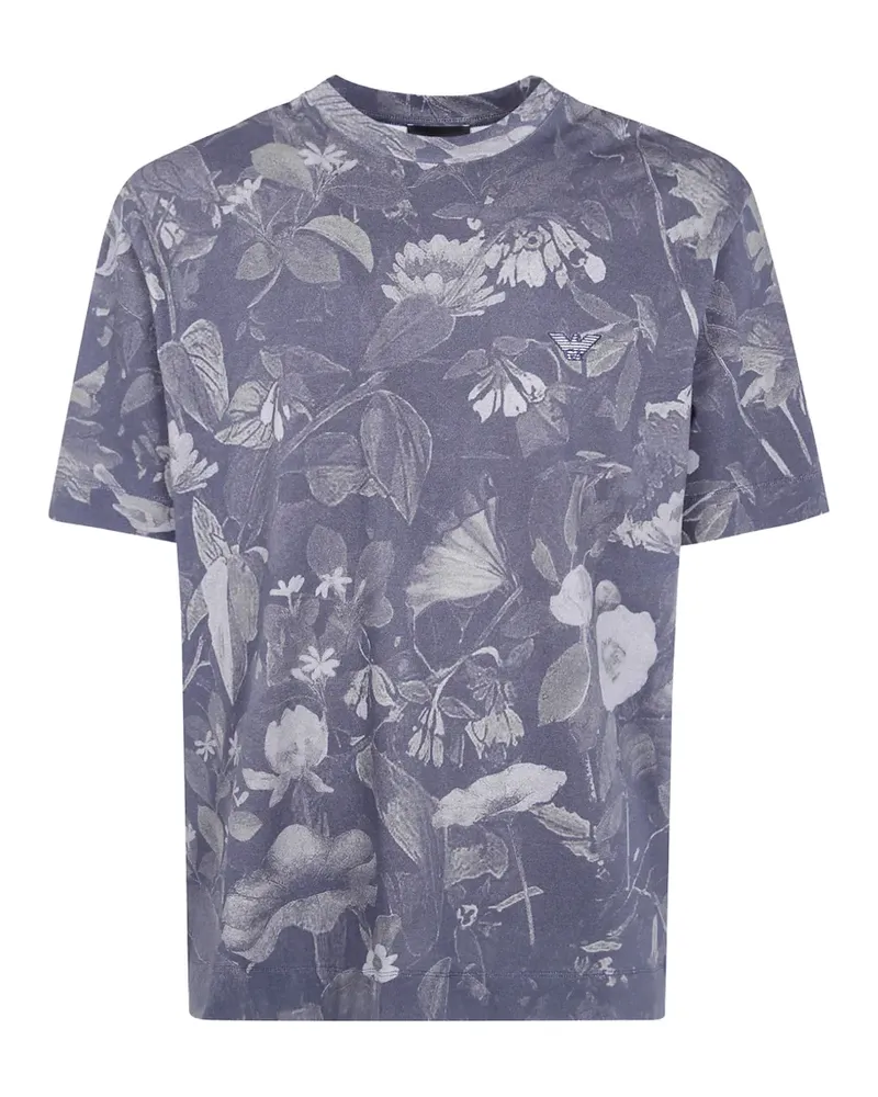 Emporio Armani T-Shirt mit Blumenprint - Blau Blau