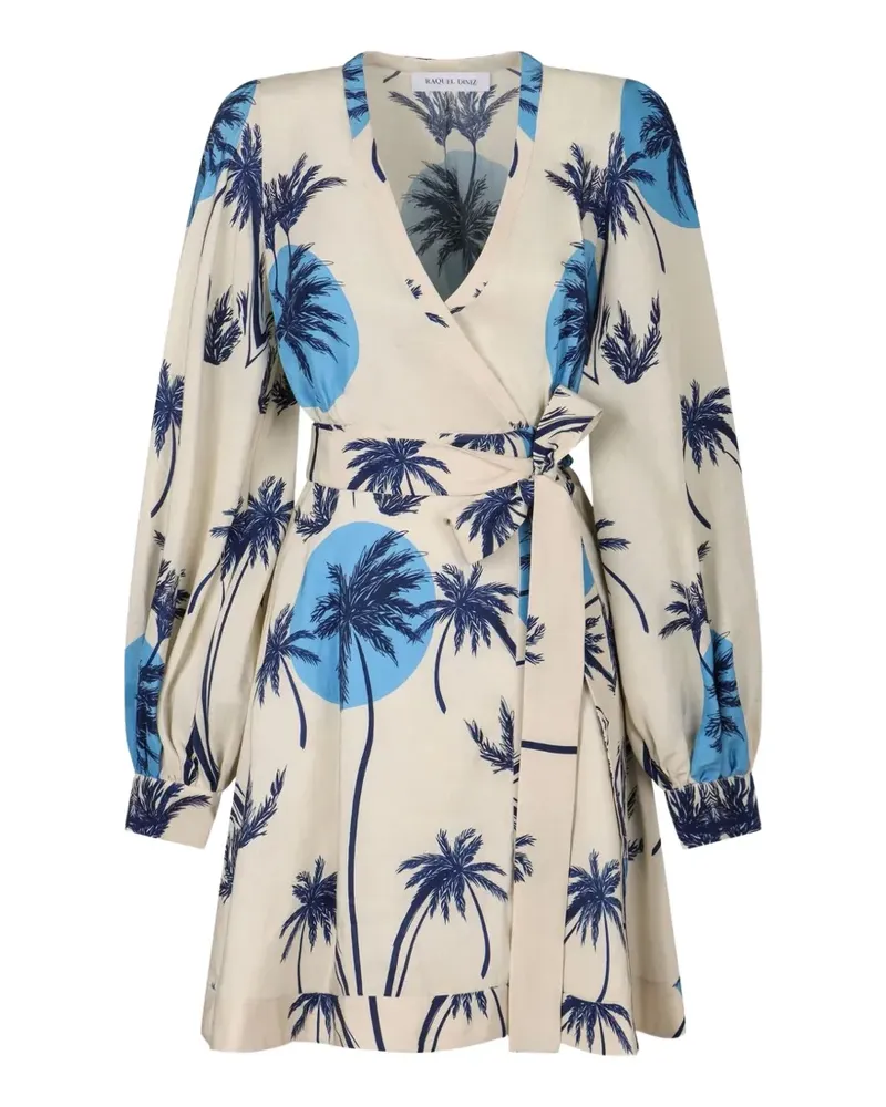 Raquel Diniz V-neck palm tree mini dress - Nude Nude