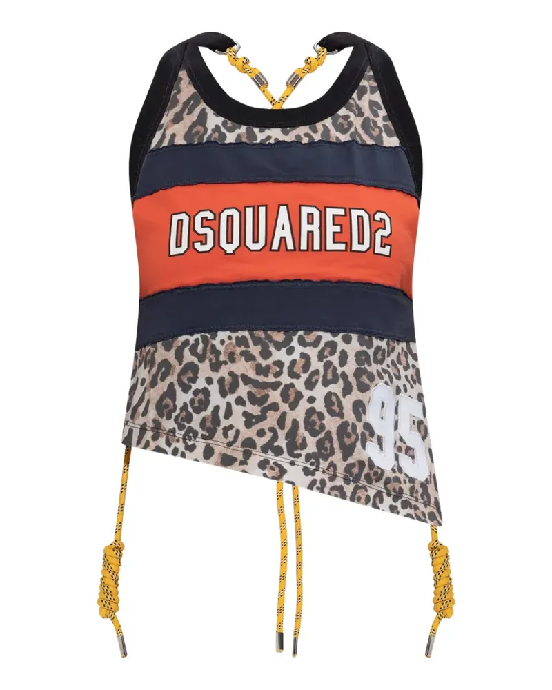 Dsquared2 Wild2 leopard-print asymmetric top - Nude Nude