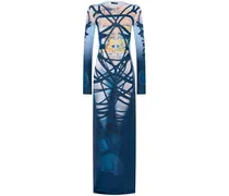 Maxikleid mit grafischem Print - Blau