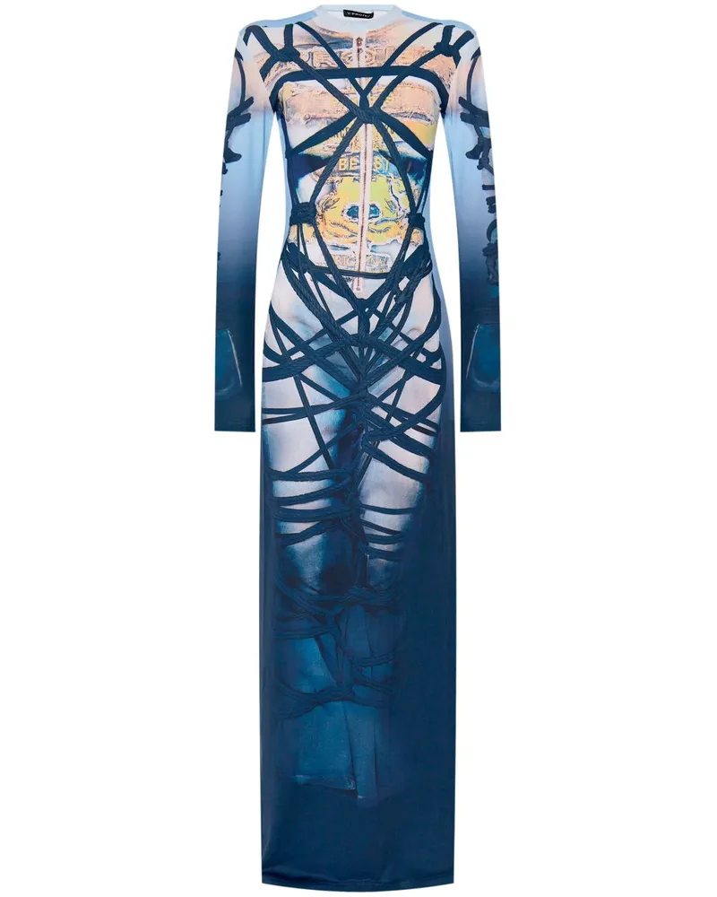 Y/PROJECT Maxikleid mit grafischem Print - Blau Blau