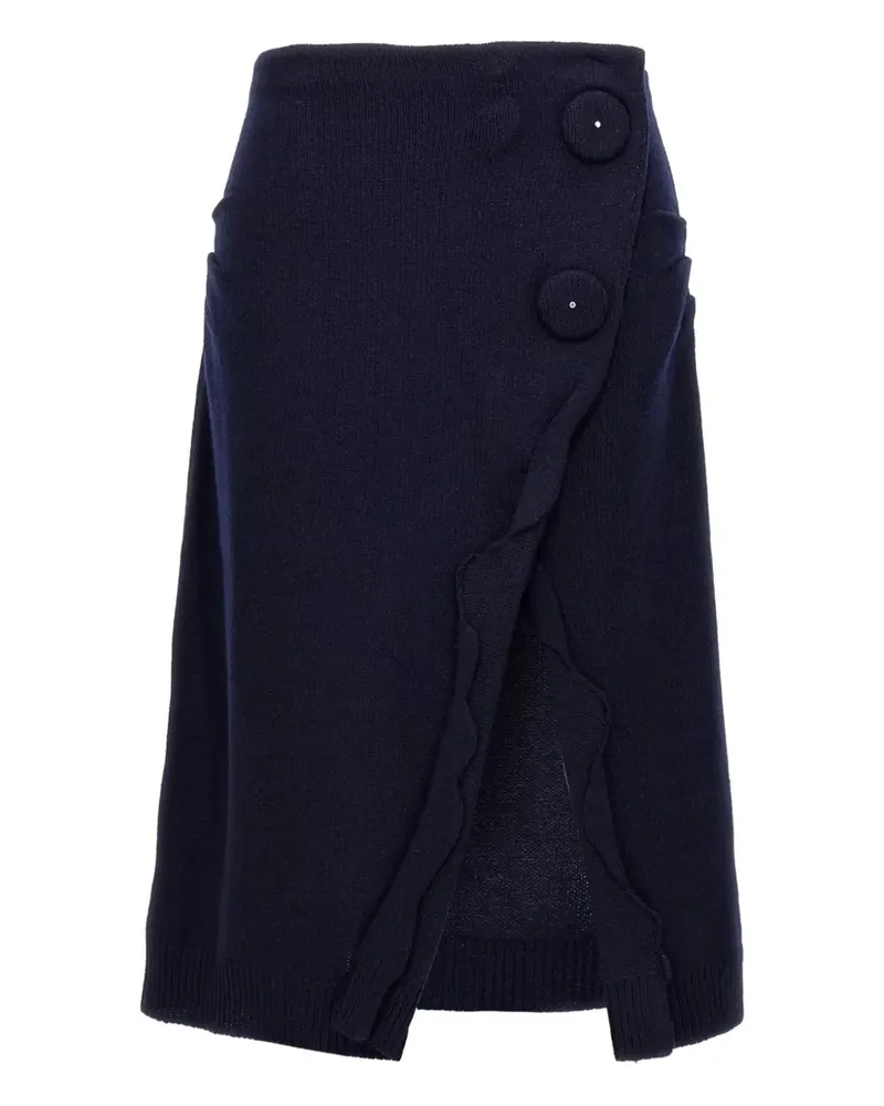 Prada Midirock aus Kaschmir mit Knopfdetail - Blau Blau