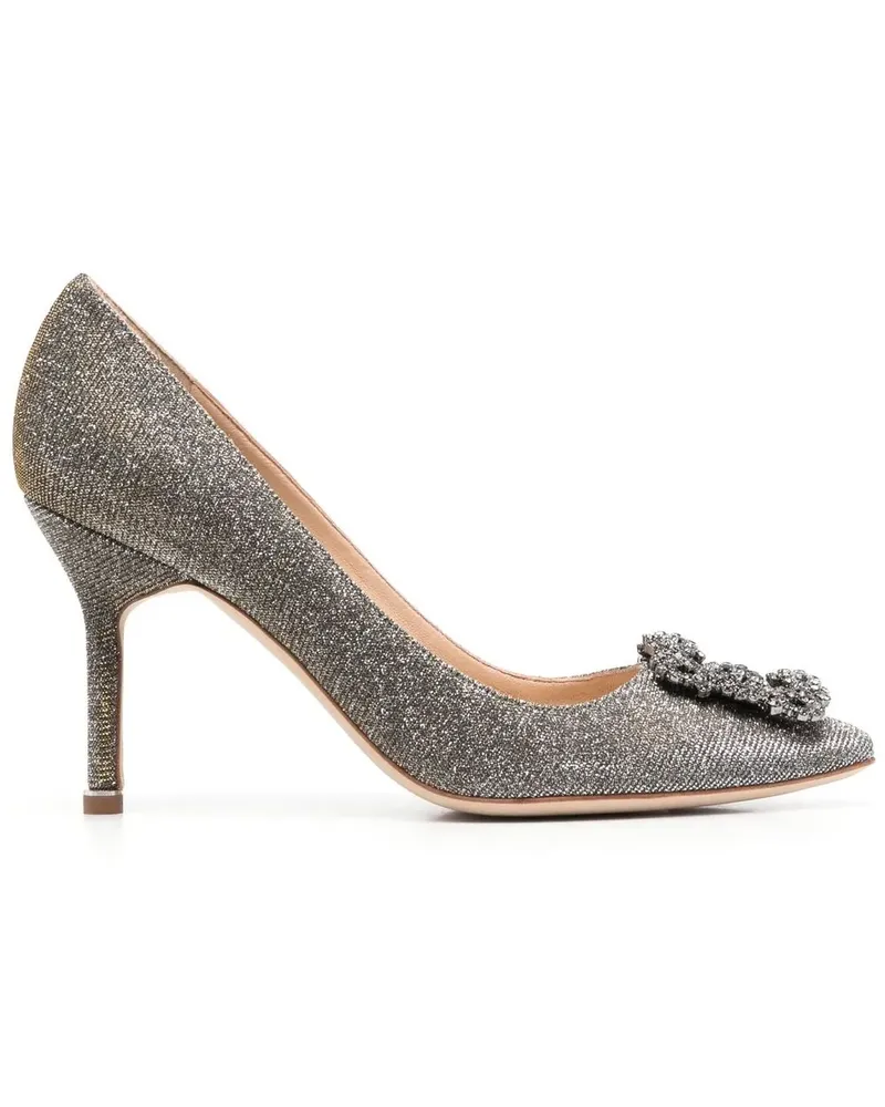 Manolo Blahnik Hangisi Pumps mit Glitter - Silber Silber