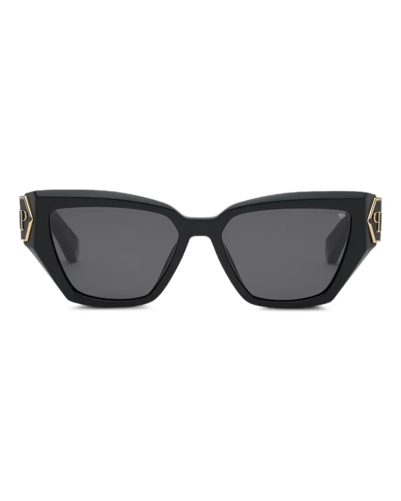 Philipp Plein Plein Brave Sonnenbrille mit Logo - Schwarz Schwarz