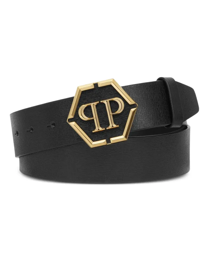 Philipp Plein Gürtel mit sechseckiger Schnalle - 0293 black/lightgold 0293