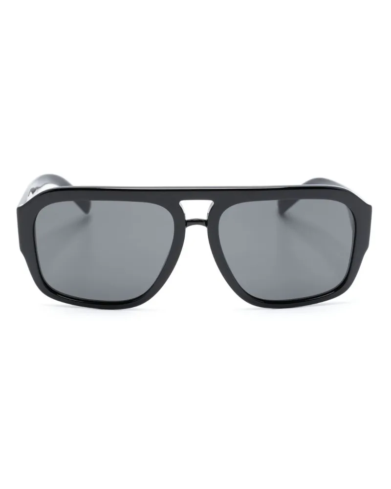 Dolce & Gabbana Pilotenbrille mit Logo-Schild - Schwarz Schwarz
