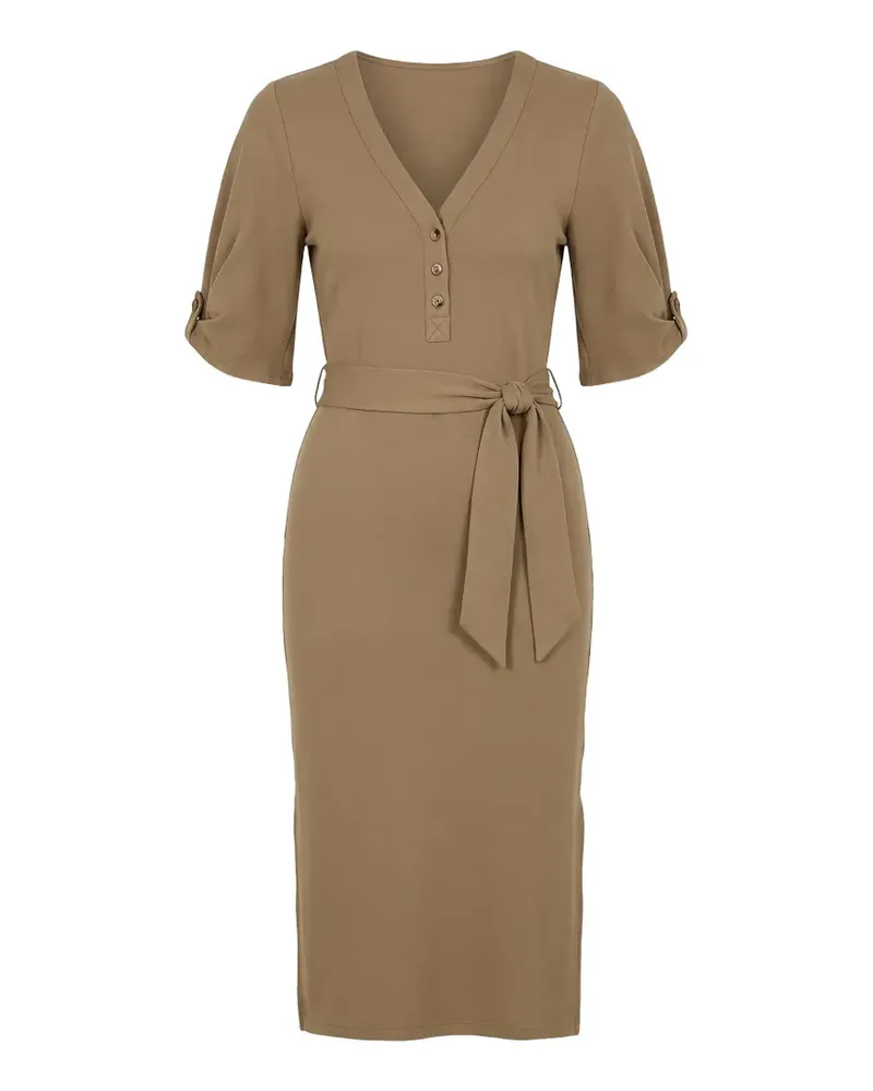 Ralph Lauren Kleid mit Gürtel - Nude Nude