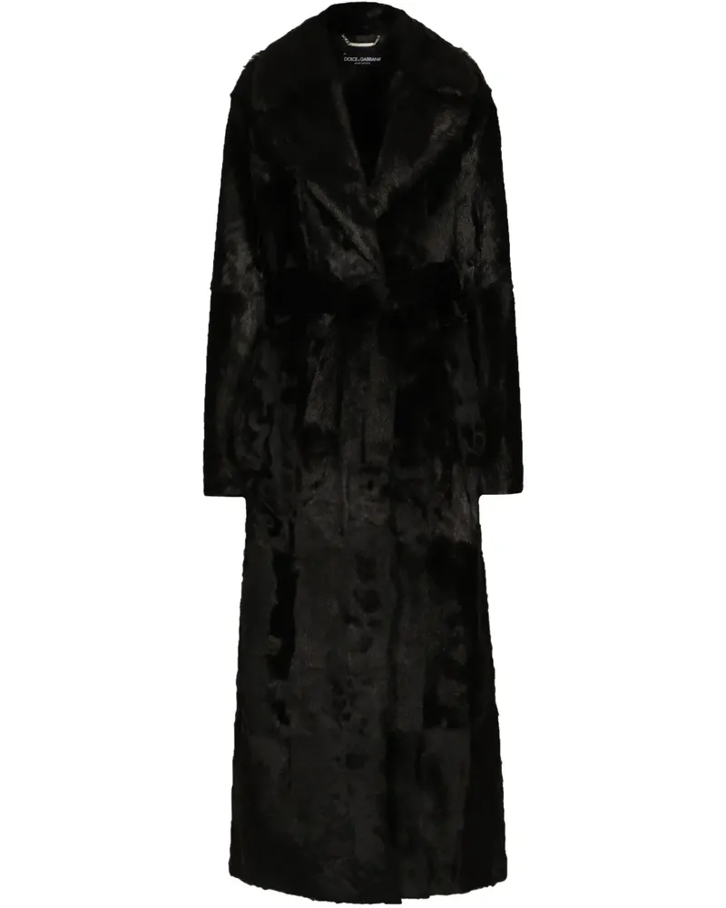 Dolce & Gabbana Mantel aus Leder - Schwarz Schwarz