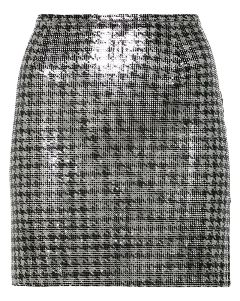Paco Rabanne Minirock mit Hahnentrittmuster - Silber Silber