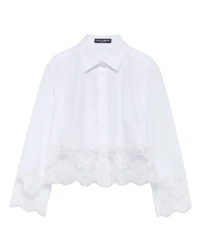 Dolce & Gabbana Cropped-Hemd mit Spitzenborten - Weiß Weiß