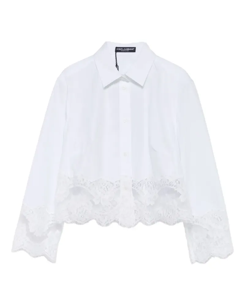 Dolce & Gabbana lace-trim cropped shirt - Weiß Weiß