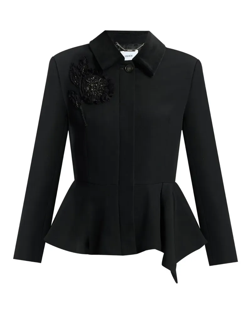 Erdem embroidered peplum jacket - Schwarz Schwarz