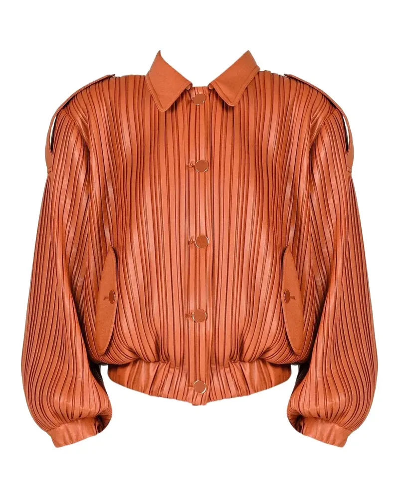 Rowen Rose pleated bomber jacket - Orange Orange