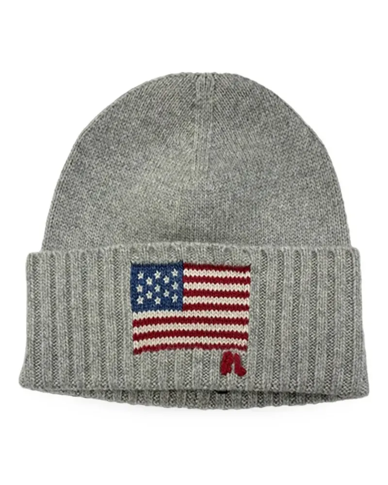 Ralph Lauren flag-intarsia wool-blend beanie - Grau Grau