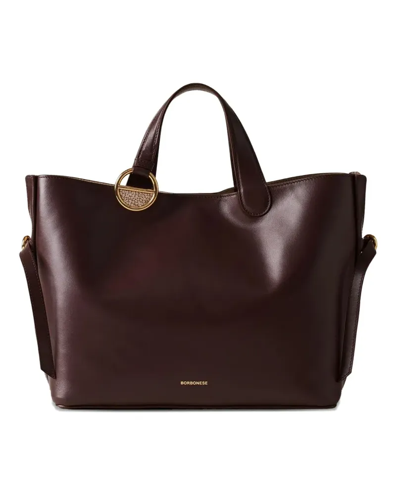 Borbonese Mittelgroßer Bridle Tote Bag mit Ring - Braun Braun
