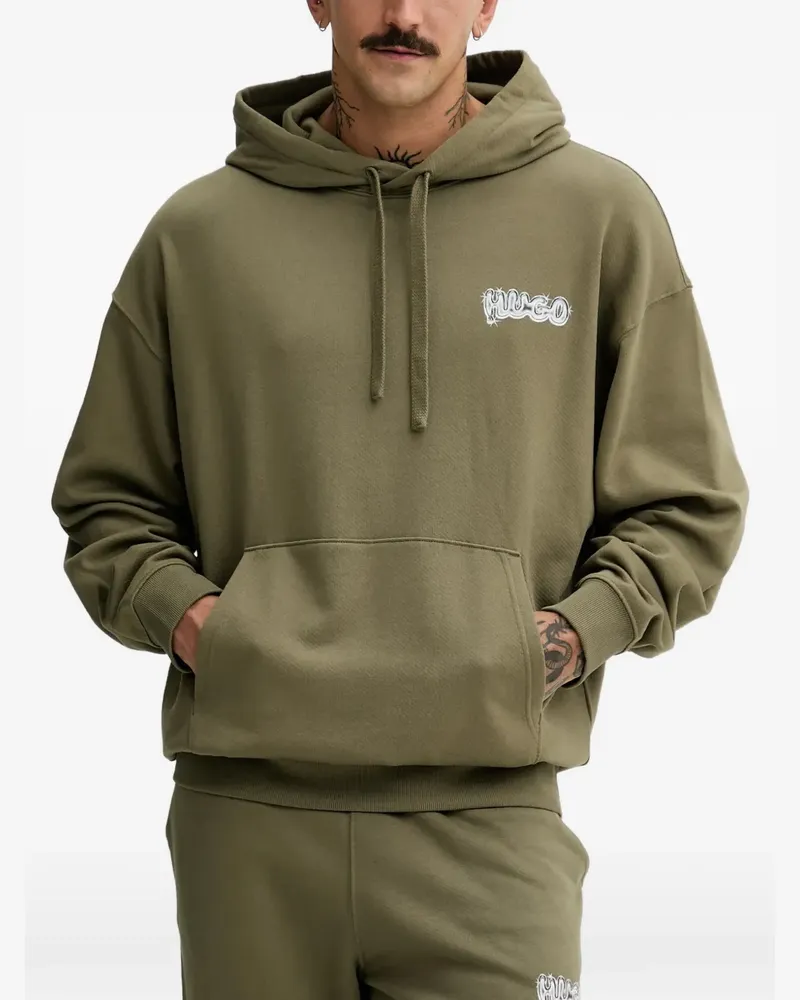 HUGO BOSS Hoodie mit Logo-Print - Grün Grün