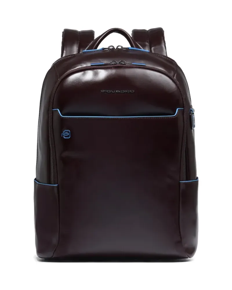 Piquadro leather laptop backpack - Braun Braun