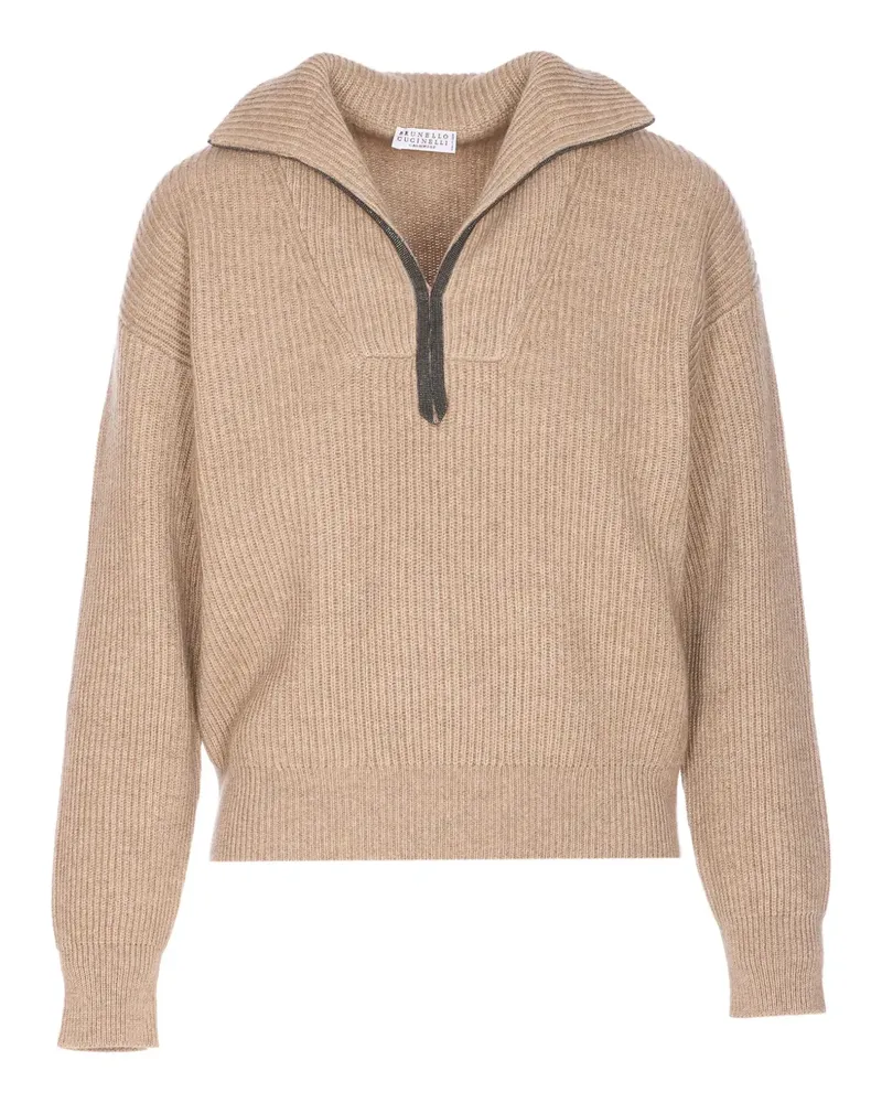 Brunello Cucinelli Pullover mit Reißverschluss - Nude Nude