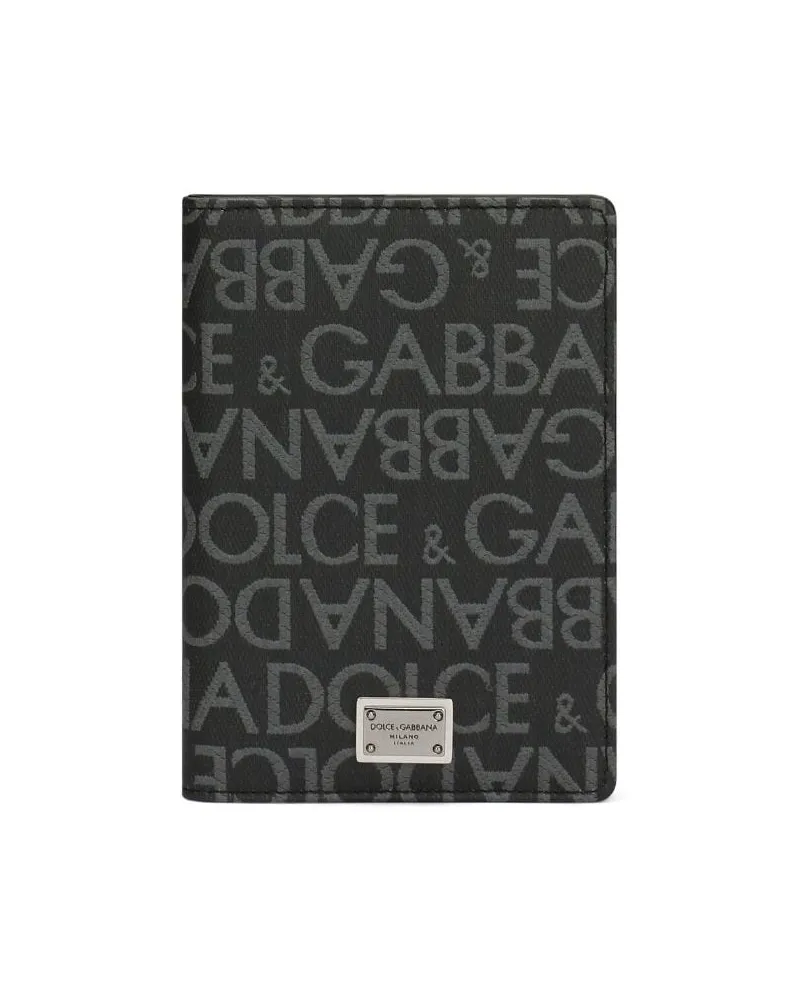 Dolce & Gabbana Jacquard-Kartenetui mit Logo-Schild - Schwarz Schwarz