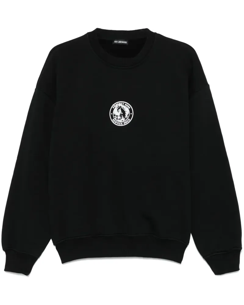 Han Kjøbenhavn Sweatshirt mit Officer-Print - Schwarz Schwarz