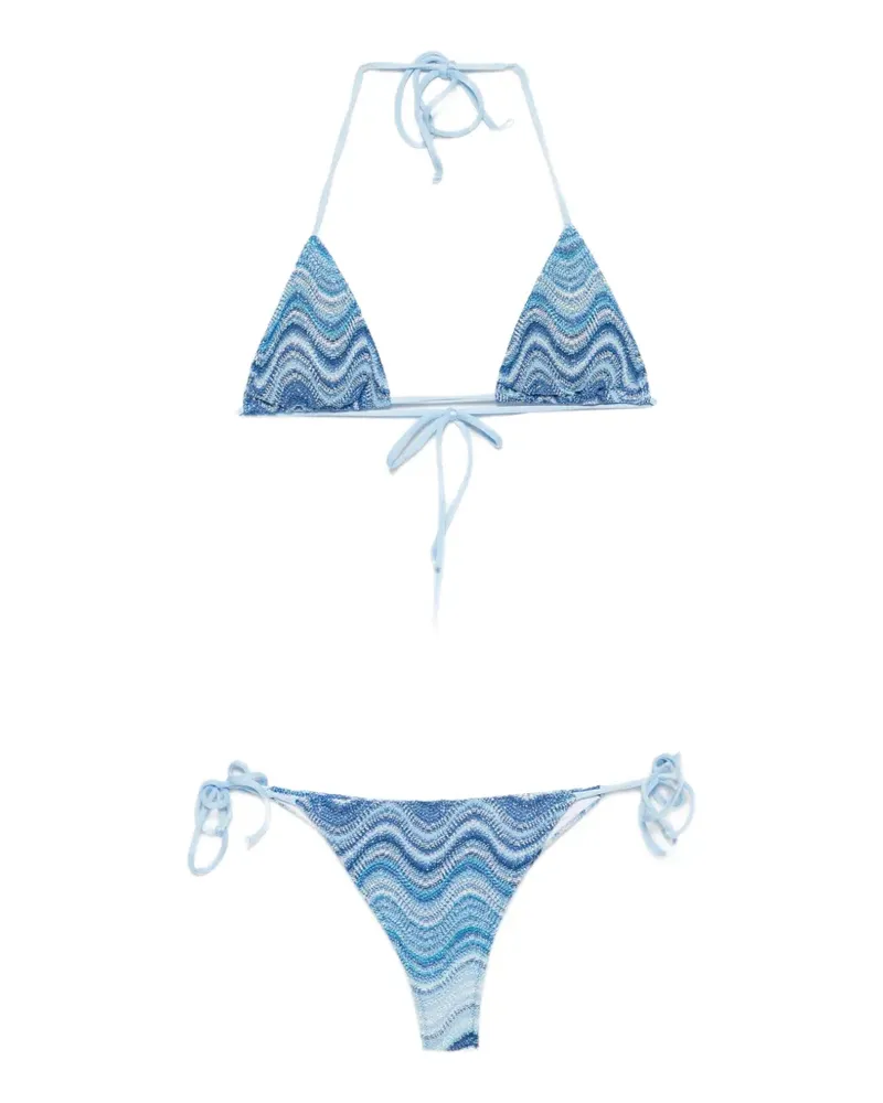 MC2 Saint Barth Leah chevron-knit bikini - Blau Blau
