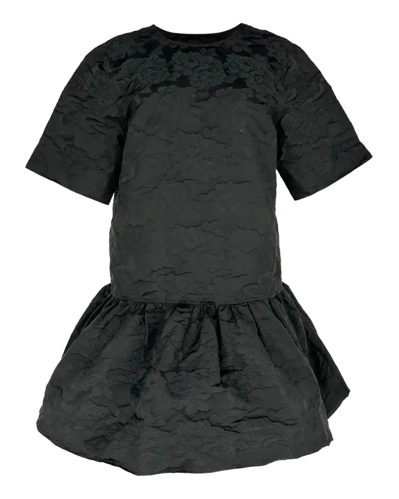Ganni 2020s Botanical Jacquard-Minikleid mit offenem Rücken - Schwarz Schwarz