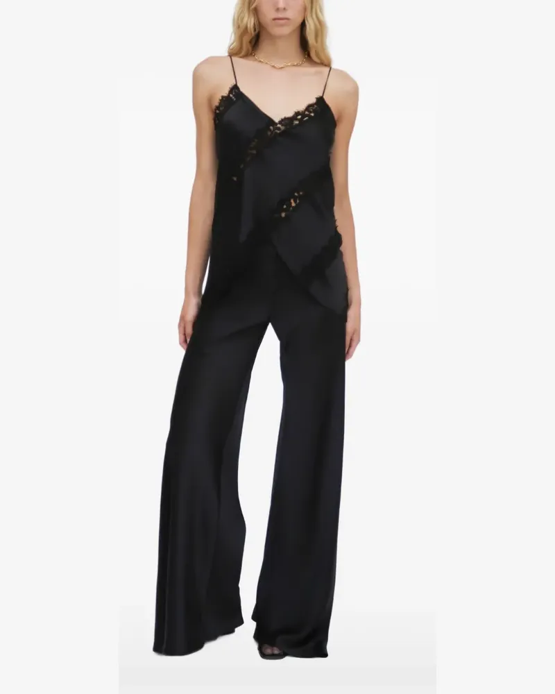 Rosetta Getty Bluse mit Spitzeneinsätzen - Schwarz Schwarz