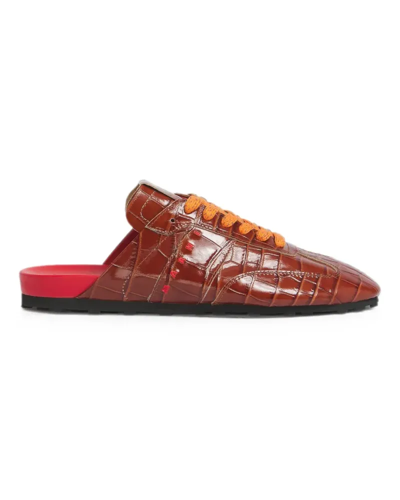 Marni brown croc-effect leather Softy Soccer slip-on sneakers - Braun Braun