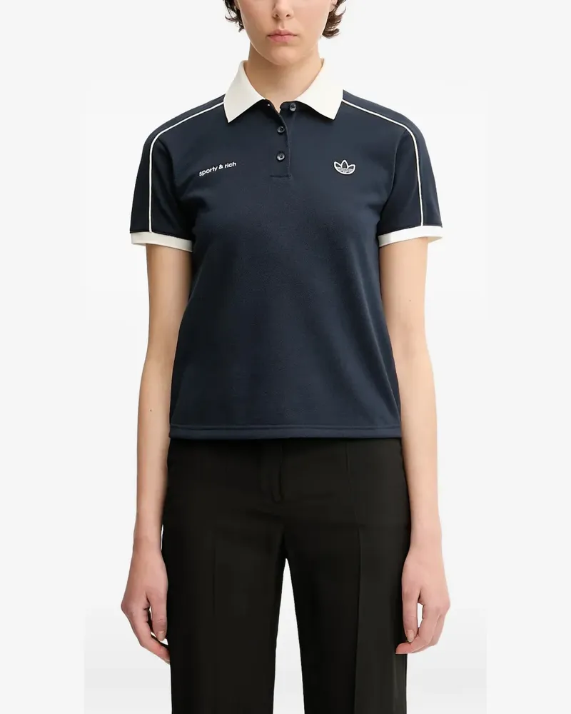 adidas x Sporty & Rich logo-detail polo shirt - Blau Blau
