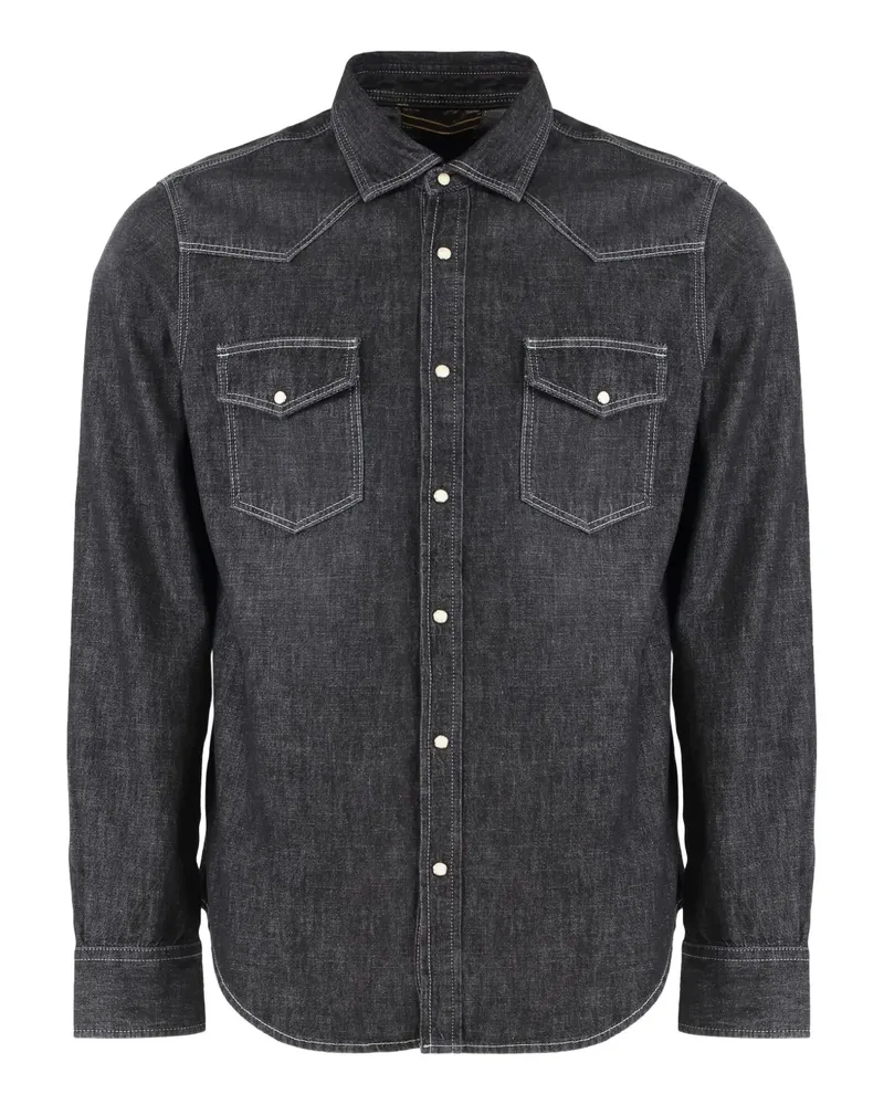 MOORER Jeanshemd mit Klappentasche - Blau Blau