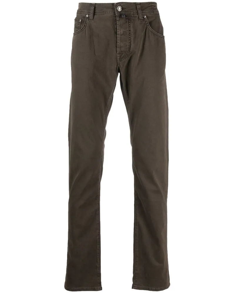 Jacob Cohën Gerade Hose mit Logo-Patch - Braun Braun