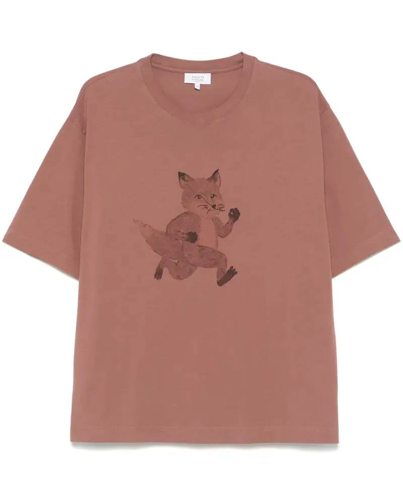Kitsuné T-Shirt mit Speedy Fox-Print - Braun Braun