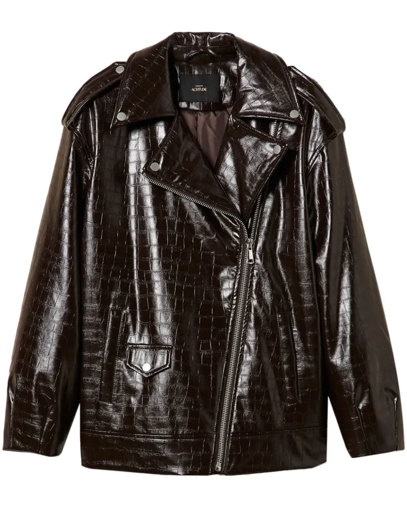 Twin-Set Bikerjacke mit Animal-Muster - Braun Braun