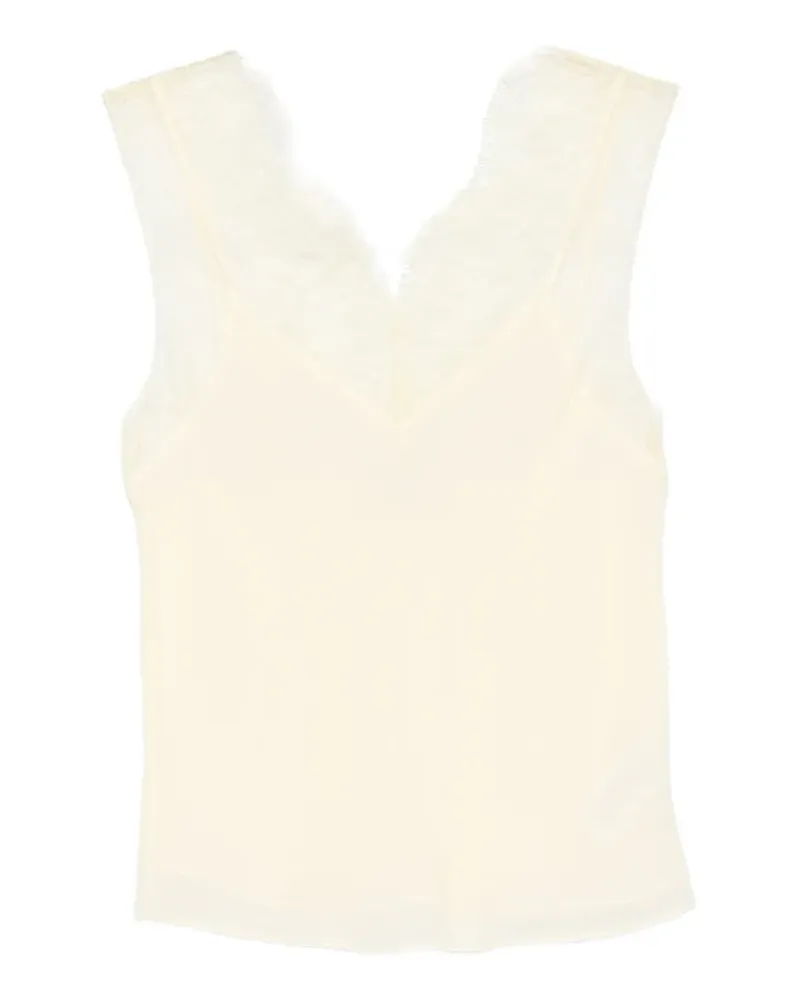 Patrizia Pepe lace-detai V-neck top - Nude Nude