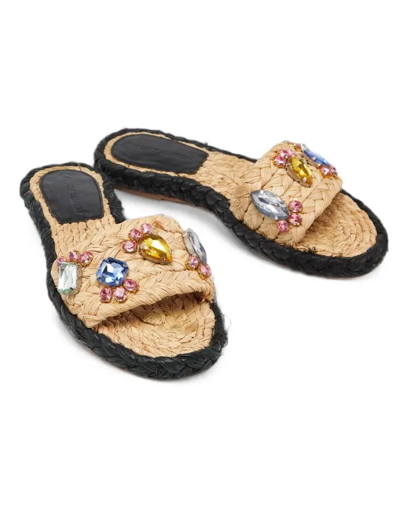 Tory Burch Pantoletten mit Kristallen - Nude Nude