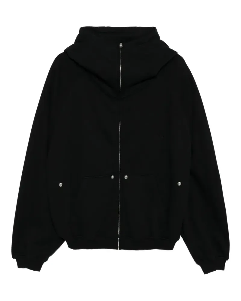 WE 11 DONE Hoodie mit Logo - Schwarz Schwarz