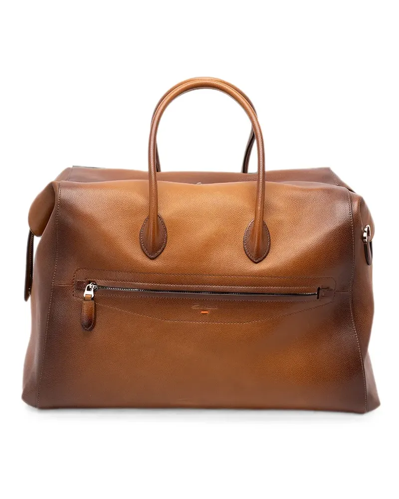 Santoni grained-leather holdall - Braun Braun