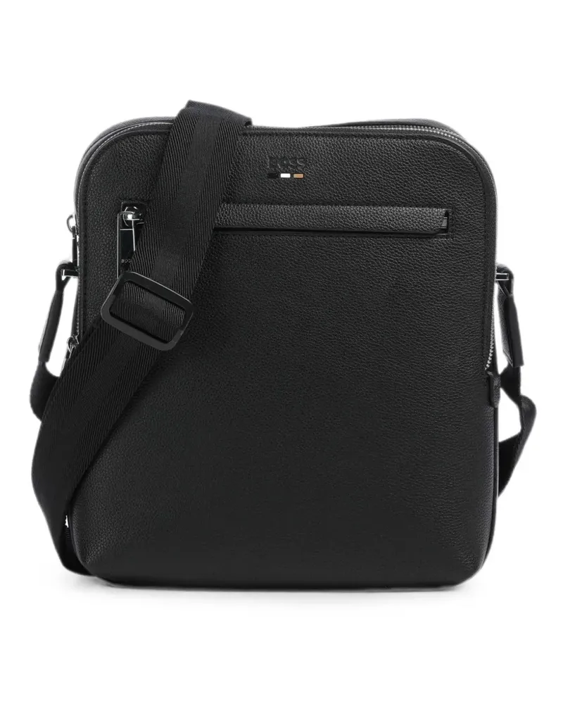 HUGO BOSS logo-detail leather messenger bag - Schwarz Schwarz